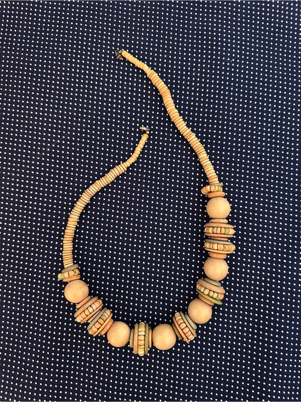 Vintage Chunky Wood Bead Necklace